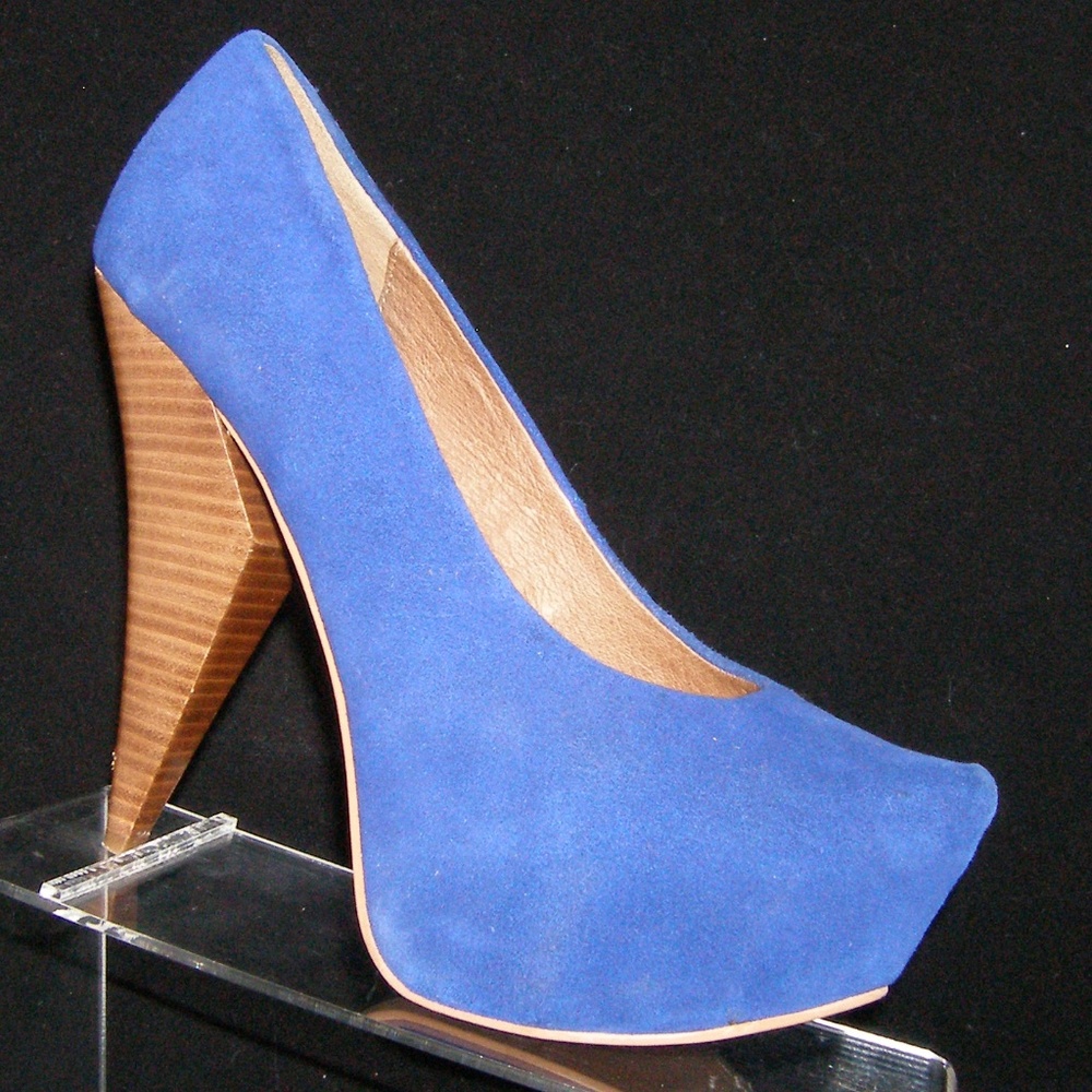 Matiko Lydia blue suede seamed platform heels 7.5M